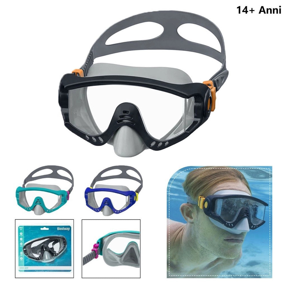 Trade Shop - Maschera Subacquea Ragazzi 14+ Anni Da Nuoto Per Piscina Mare Colori Assortiti 22044 -