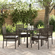 Set da Pranzo per Giardino con cuscino 5 pcs Marrone polyrattan