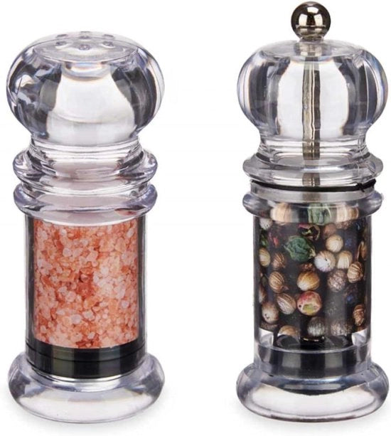 Molitore di pepe e sale elegante - 2 volte macina e sparge - Trasparente - Cucina - Casa - Erbe .