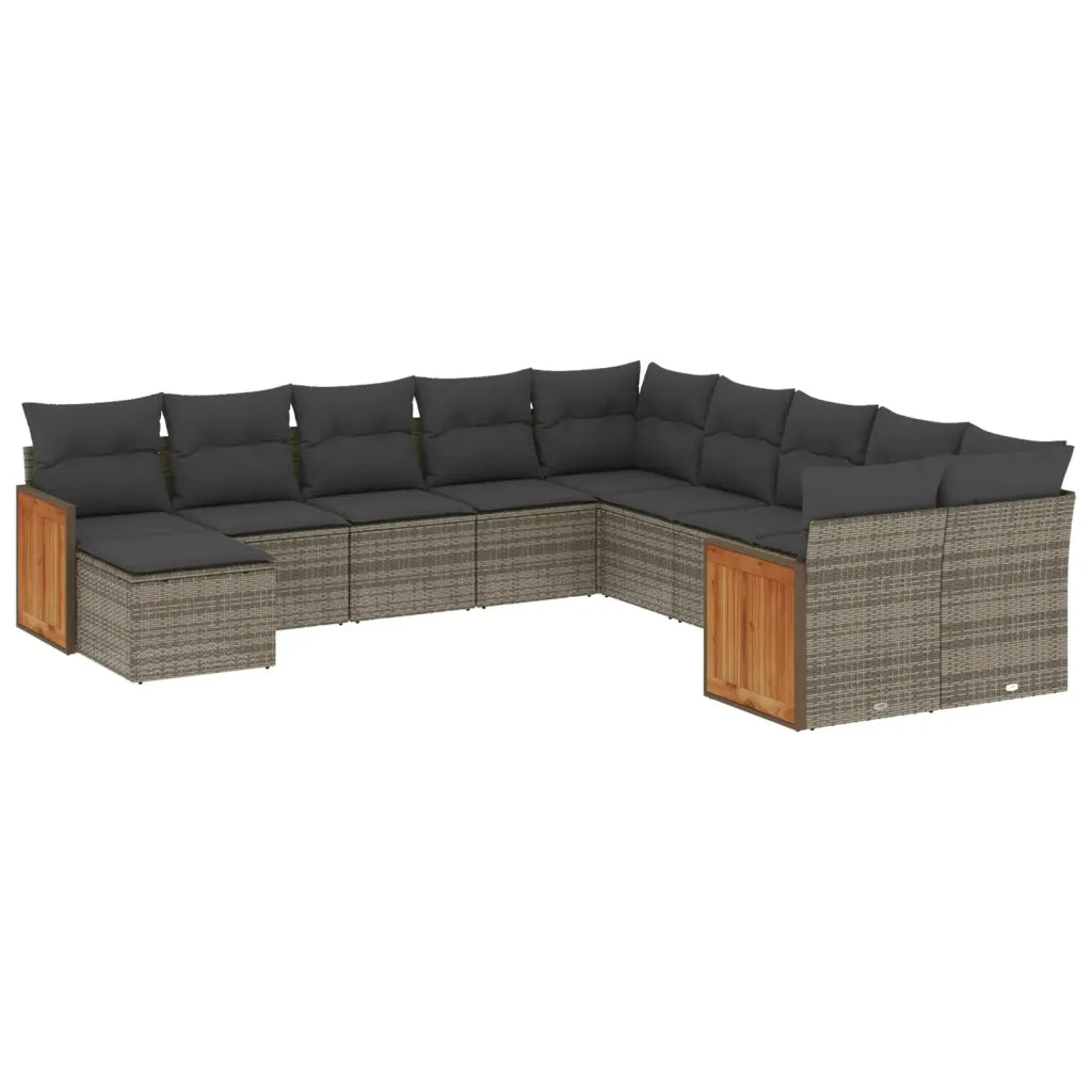 Set Divani da Giardino 11 pz con Cuscini in Polyrattan Grigio 3228251