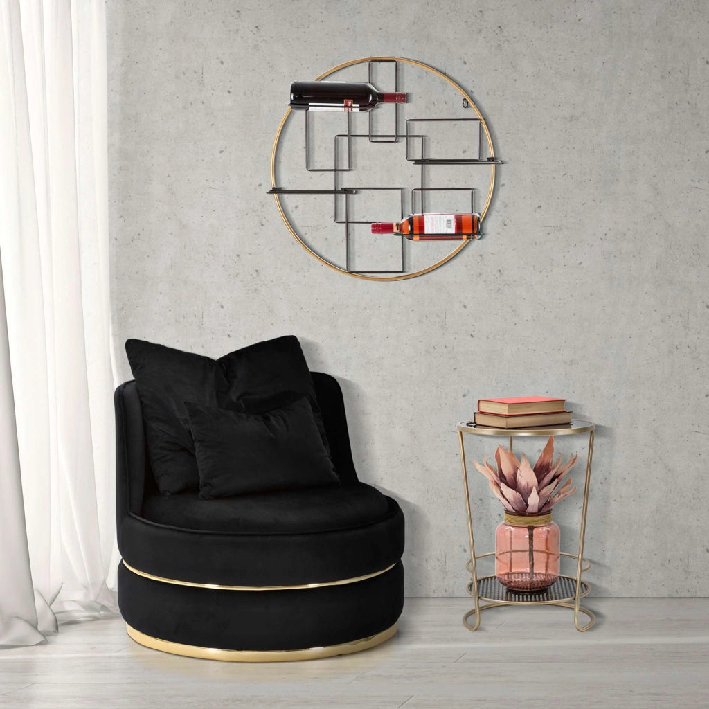 Poltroncina Palang, Poltrona con Cuscini, 84x84x72h cm Nero