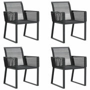 Sedie da Giardino 4 pz | Sedie da Esterno Nere in Polyrattan