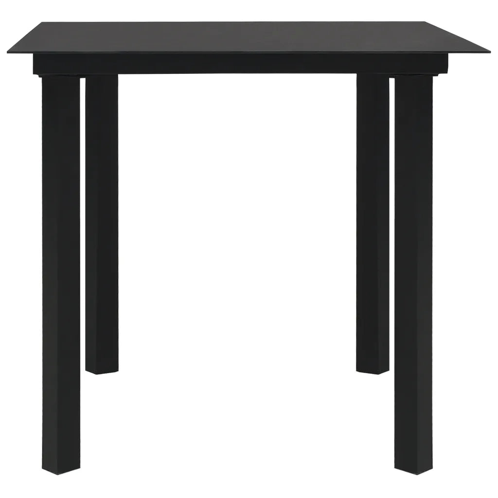 Set da Pranzo da Giardino 5 pz Nero in Vetro e Acciaio cod mxl 43599