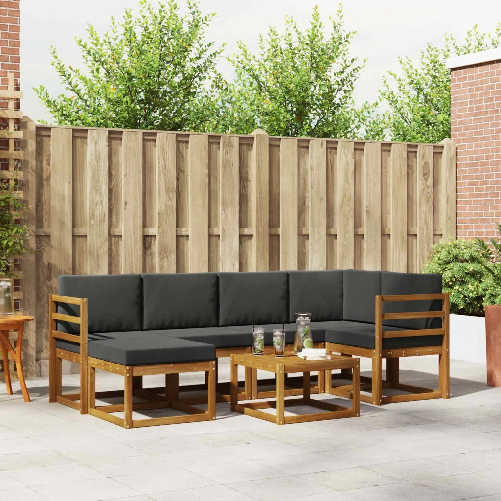 Set di divani da esterno con cuscino 7 pcs Naturale e Antracite 3366660