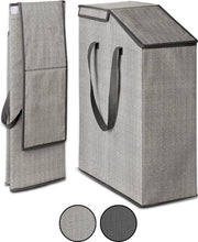 Cestino da bucato sottile con coperchio - 65 litri - 25 x 45 x 60 cm - Cestino da bucato pieghevole integrato - Lavabo spaziale - Grigio/Crema