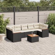 Set Divani da Giardino con Cuscini 8 pz Nero in Polyrattan 3225811