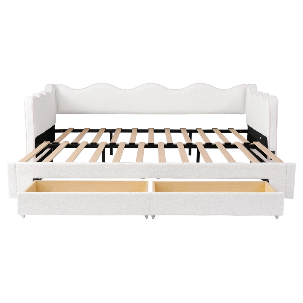 DESMIU Divano letto 90 × 200 cm con cassetti, USB e Type-C, estensibile a 180 × 200 cm, senza materasso, beige