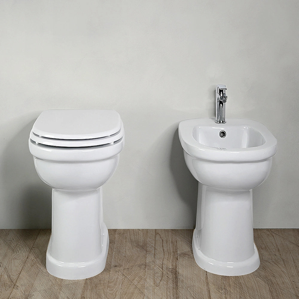 Set sanitari per anziani WC e bidet H49 cm in ceramica bianca