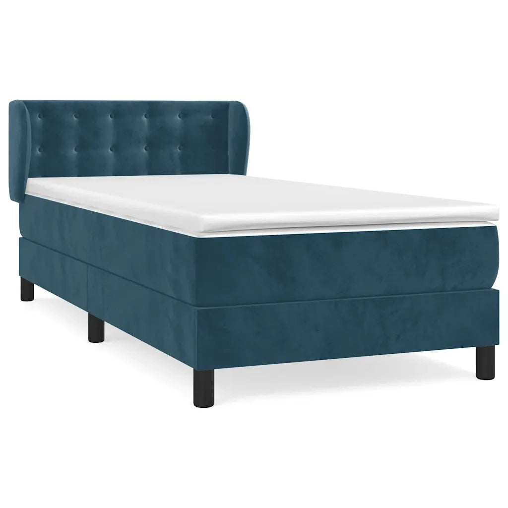Giroletto a Molle con Materasso Blu Scuro 90x200 cm in Velluto
