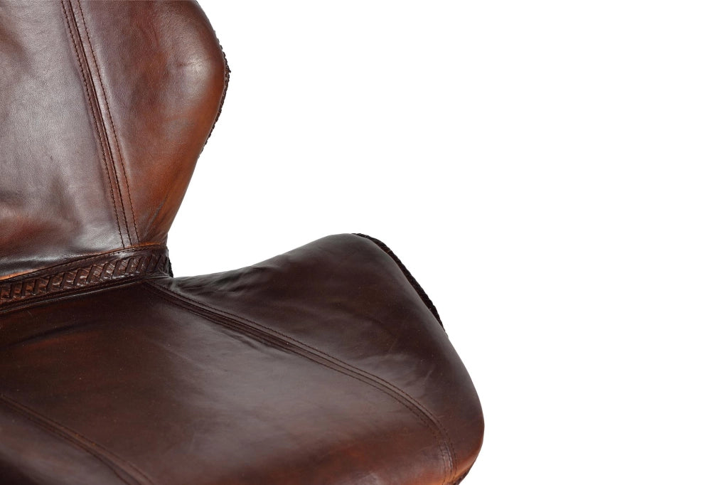 Set di 2 sgabelli in pelle naturale con gambe in metallo