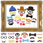 Set di accessori per foto - Accessori per festa - Cappelli e maschere - Proprietà divertenti - Matrimonio/festa di compleanno - Incluso: luce per te e stick per colla - Accessori per festa