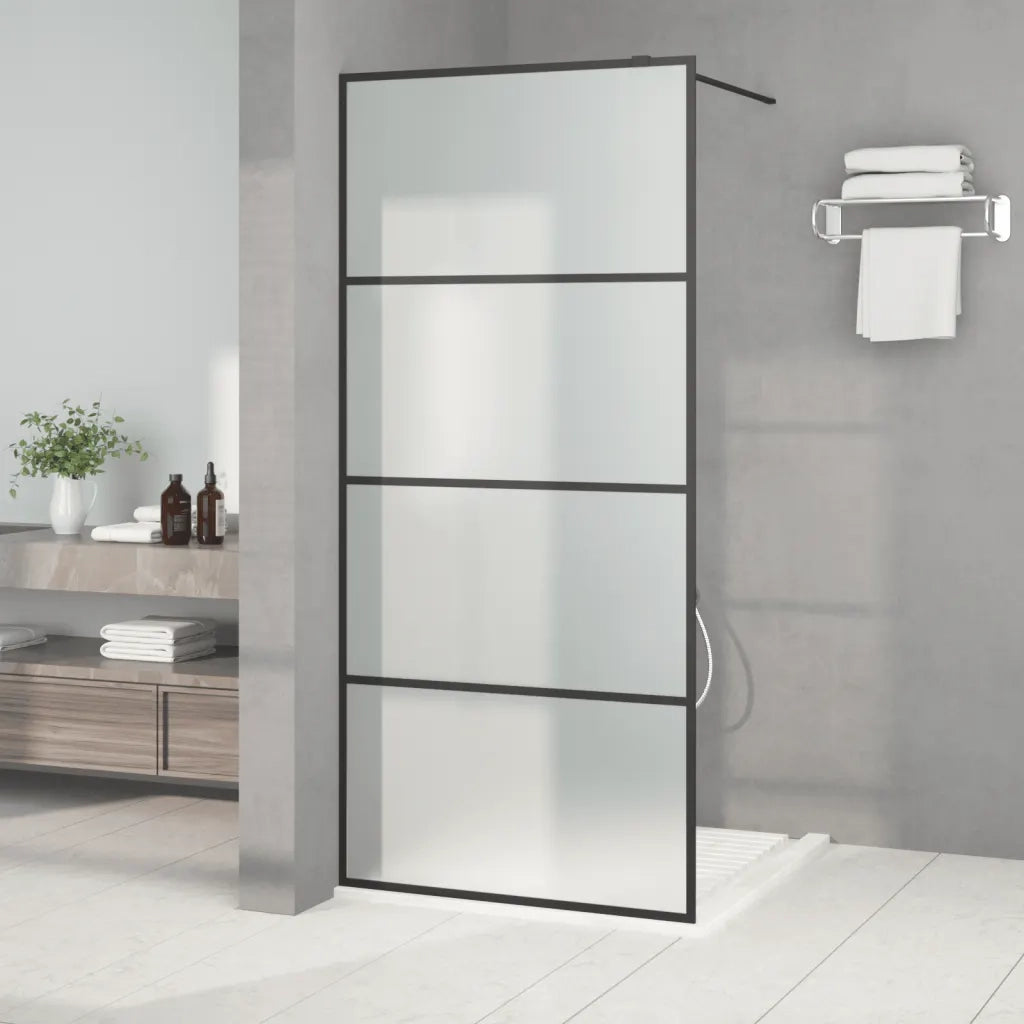 Parete Doccia Walk in Nera 90x195 cm Vetro Smerigliato ESG 152131