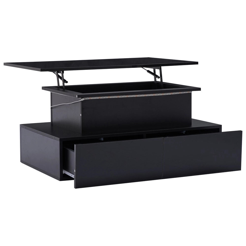 Tavolino da Caff¨¨ con LED e 4 Cassetti ¨C Xylo ¨C Nero Lucido 90x55x41 cm