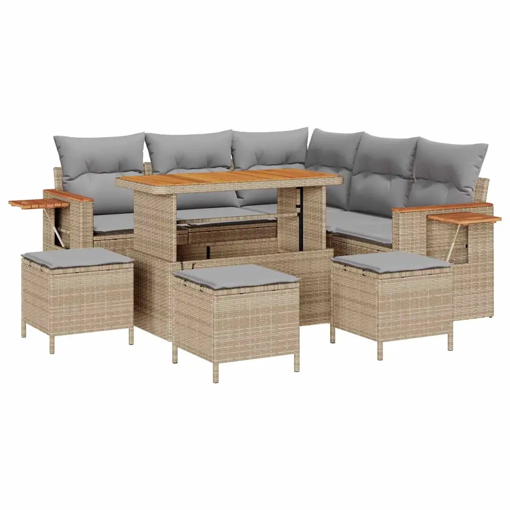 Set Divano da Giardino 10 pcs Beige e Grigio Chiaro polyrattan 3365132