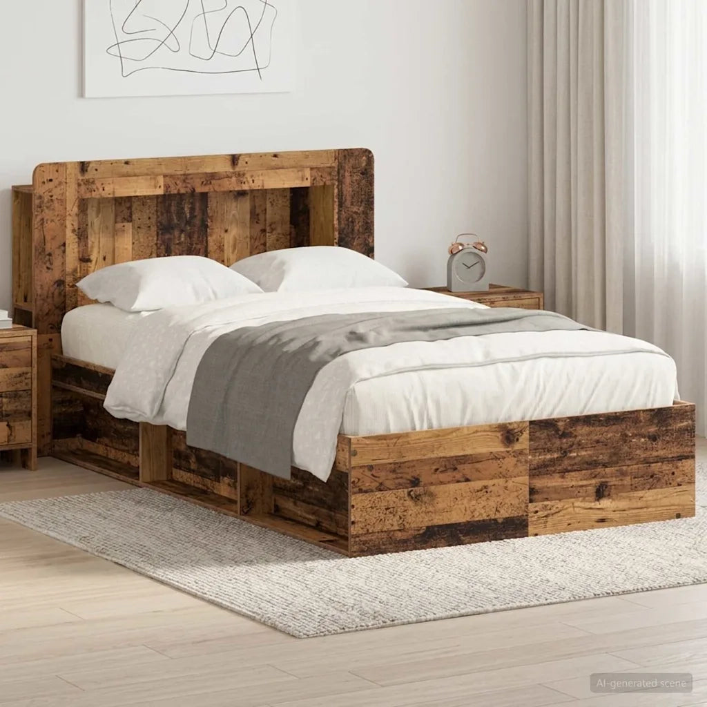 Telaio del letto con storage Legno antico 120 x 200 cm