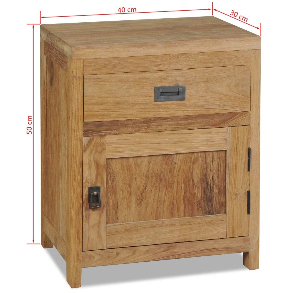 Comodino, cassettiera, armadio, mobili per camera da letto in teak massiccio, 40 x 30 x 50 cm, beige 1402123