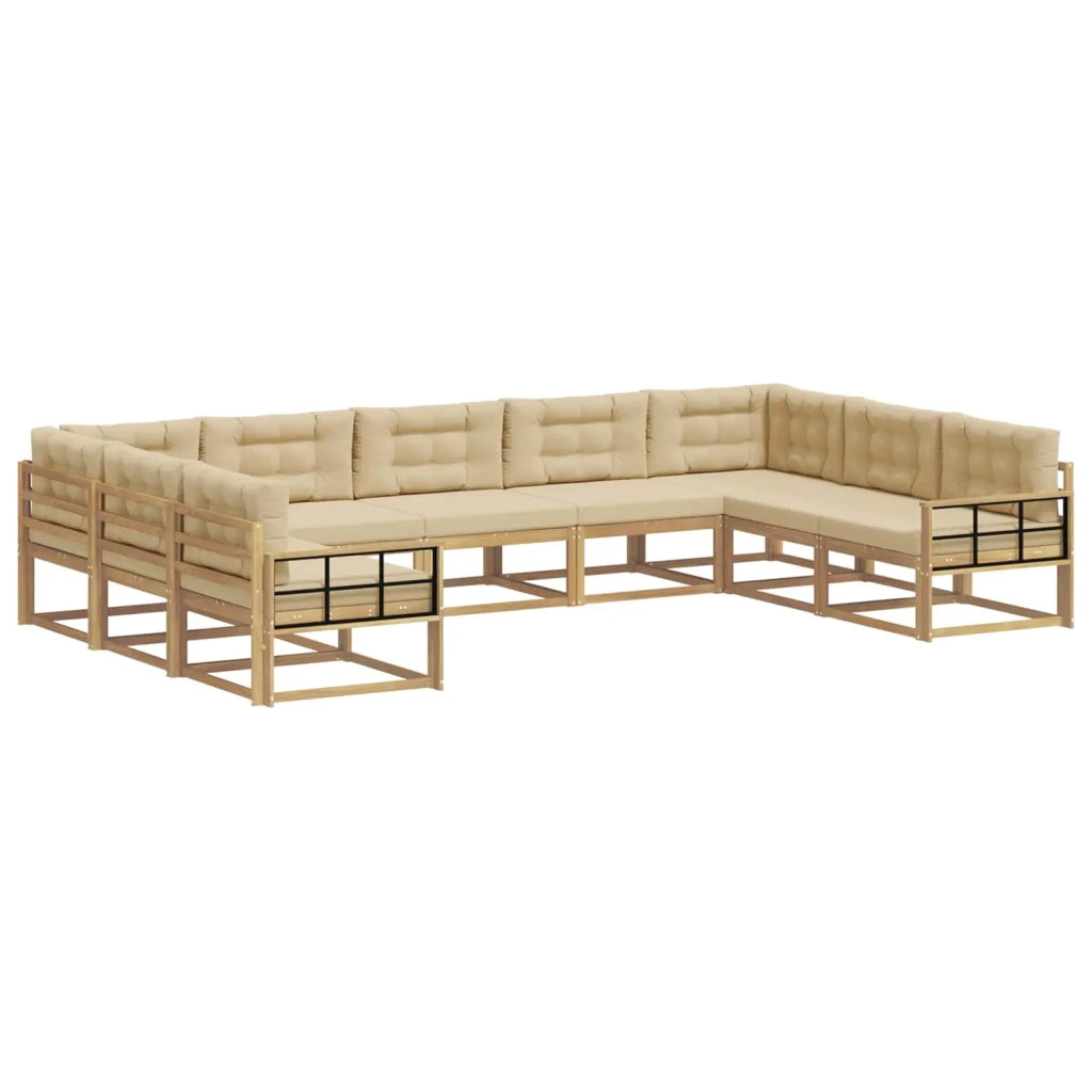 Set di divani da esterno 9 pz Bianco e Beige 3387047