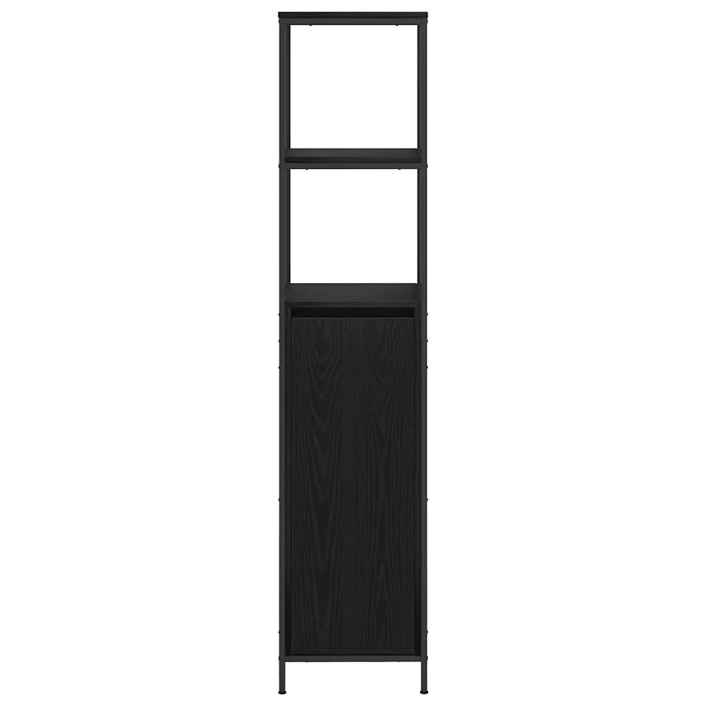 Mobile da Bagno con Ripiani Rovere Nero 36x35x165 cm 861907