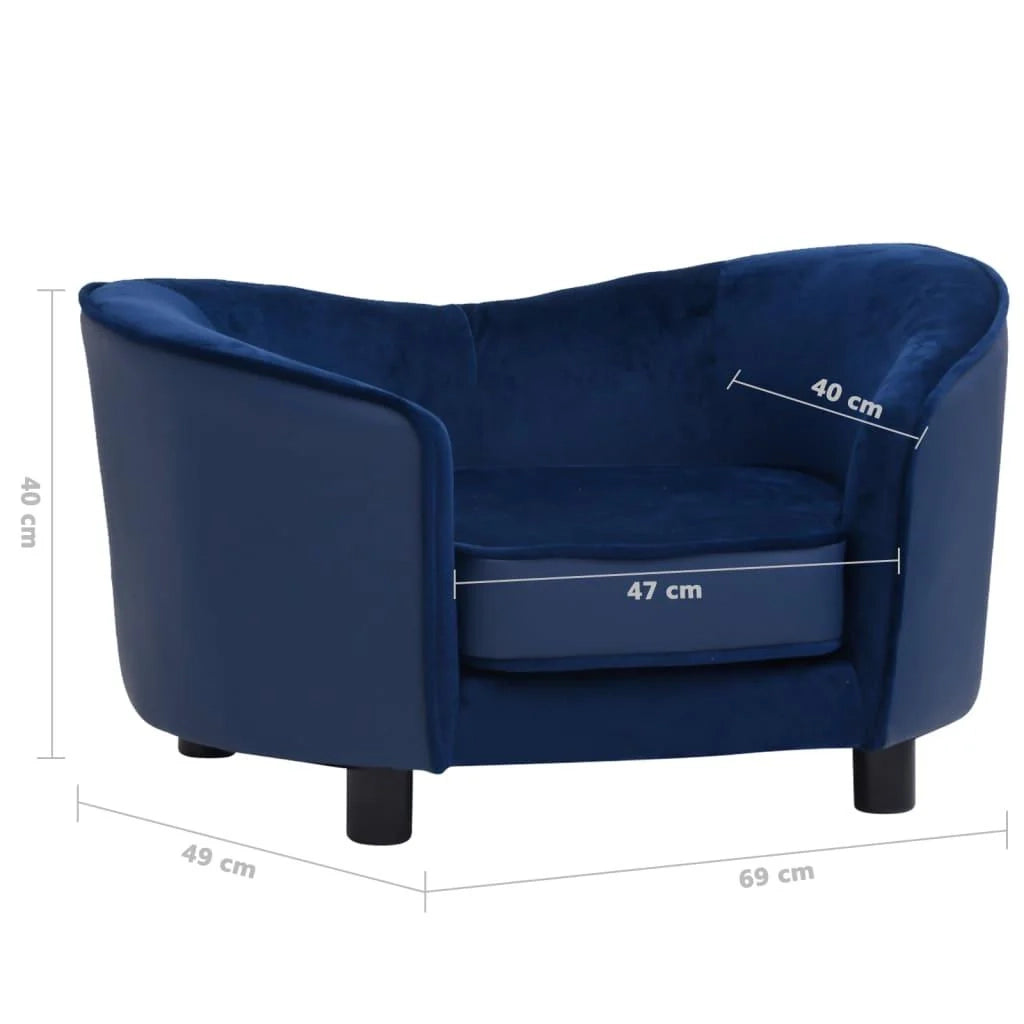 Divano per cani 69 cm in peluche e sintetico blu 02_0000105
