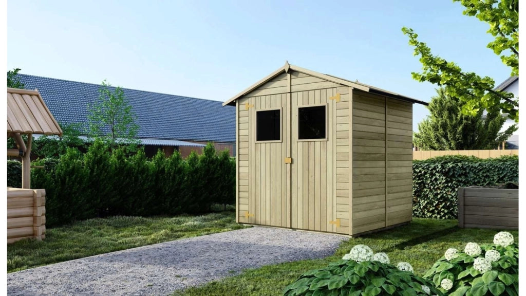 Casetta da giardino in legno 3.46 m2 - 1.9x1.82 m - 12.5 mm - Impregnata - DOM218 - ALTANKA