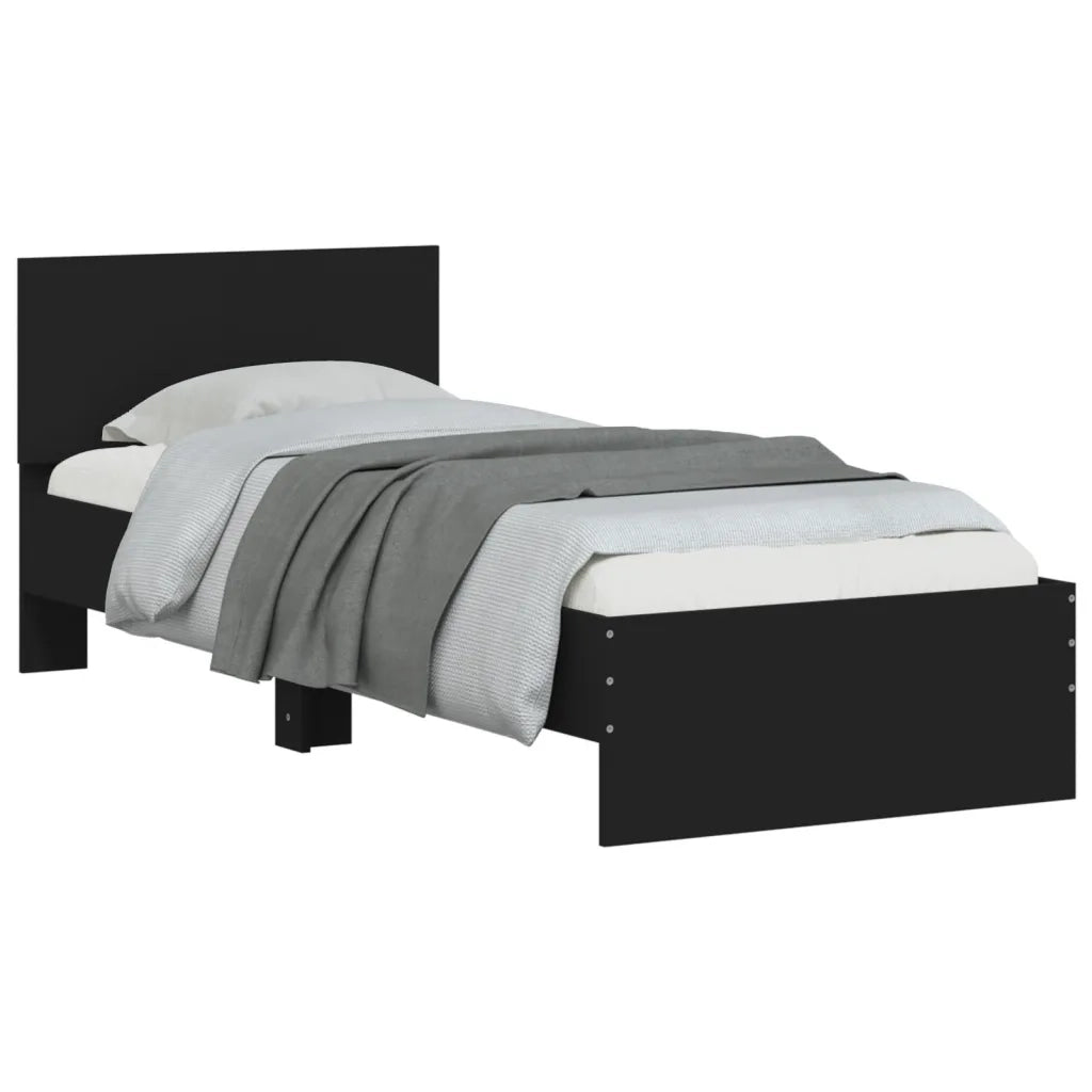 Giroletto con Testiera Nero 90x200 cm in Legno Multistrato 838625