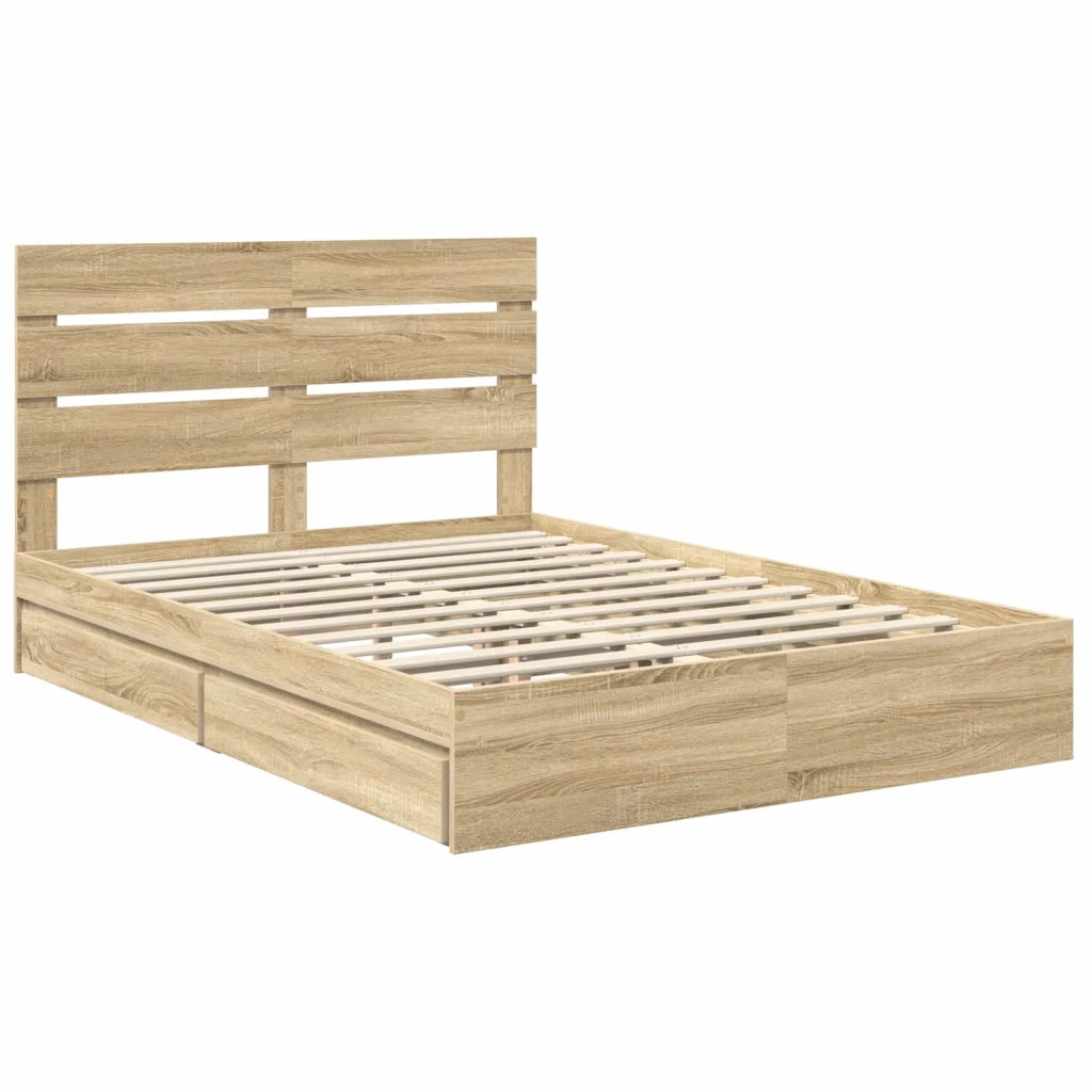 Letto con Contenitore con testiera Rovere Sonoma 150 x 200 cm