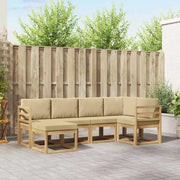 Set di divani da esterno 6 pcs Bianco e Beige Poliestere