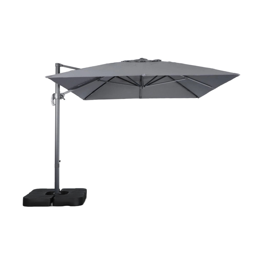 Ombrellone rettangolare eccentrico, 3x4m + piastre di zavorra 50x50cm,