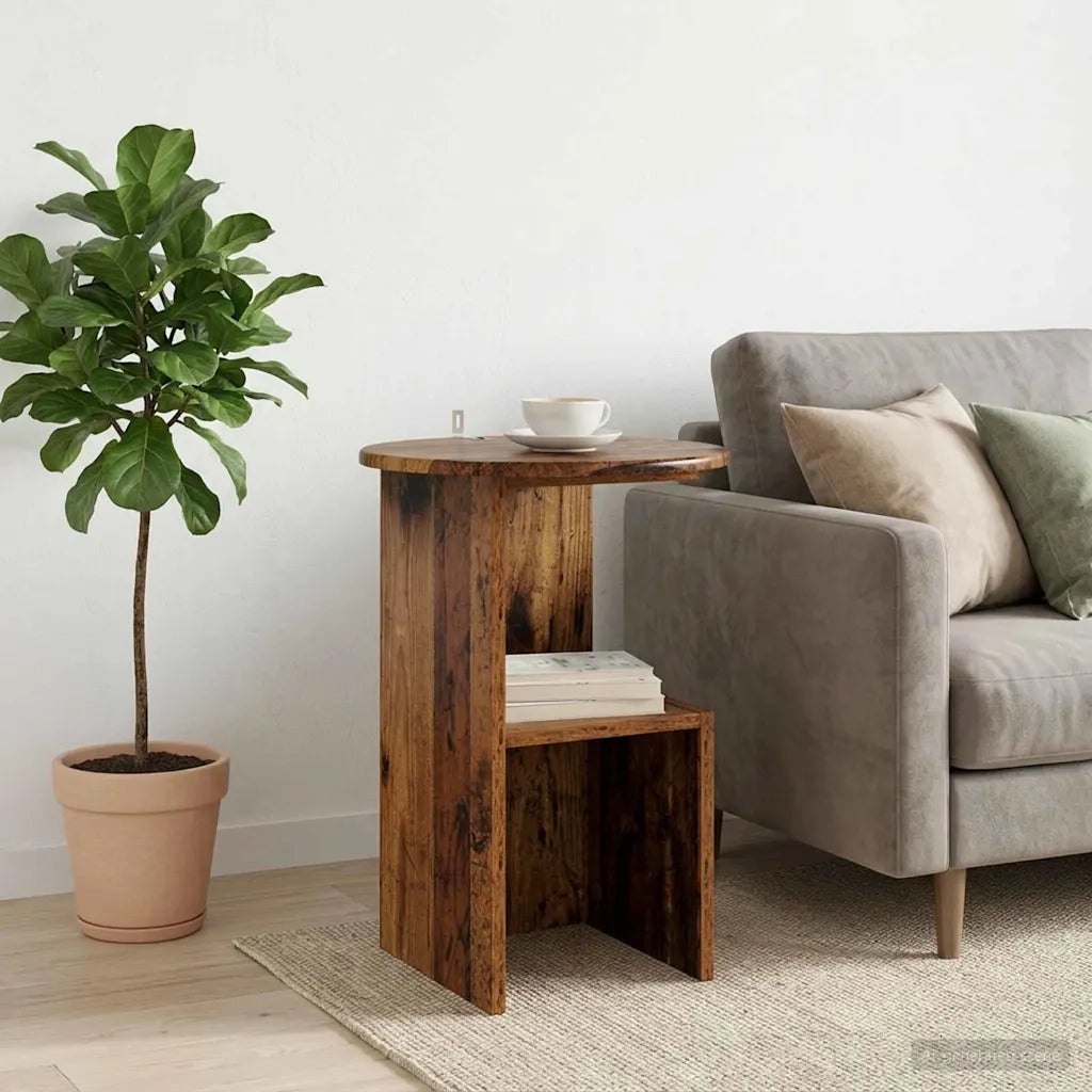 Tavolo laterale Legno antico Ø 39,5 x 55 cm 8001044
