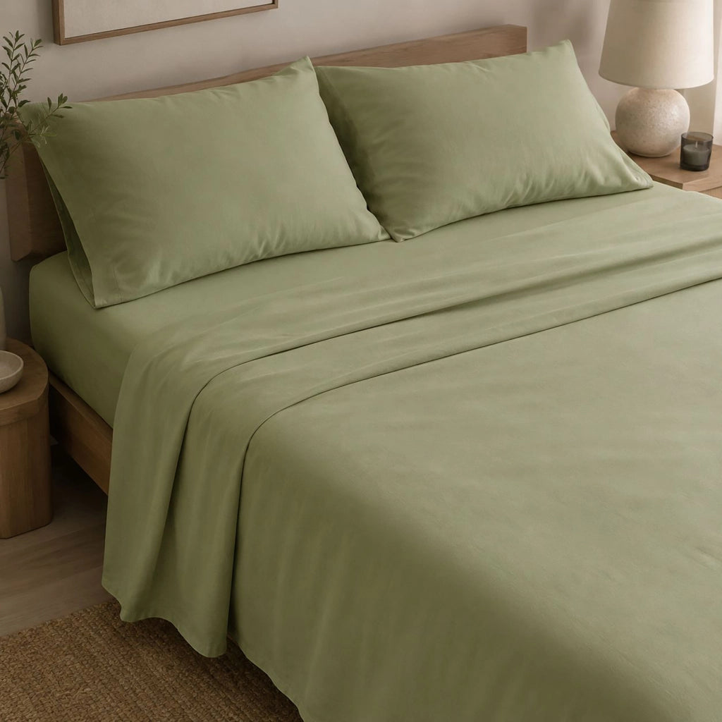 Sarisa, set Completo Letto Matrimoniale in Policotone, Verde