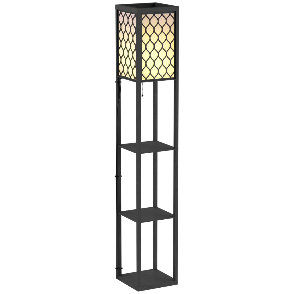Lampada scaffale ¨C zephmum ¨C MDF nero 4 livelli 26x26x160 cm