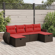 Set Divano da Giardino 6 pz con Cuscini Marrone in Polyrattan 3325630