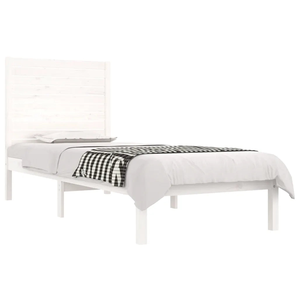 Giroletto-Struttura Letto Bianco in Legno Massello 90x190 cm Single 637246