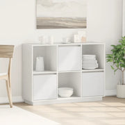 Credenza Bianca 110,5x35x80 cm in Legno Massello di Pino