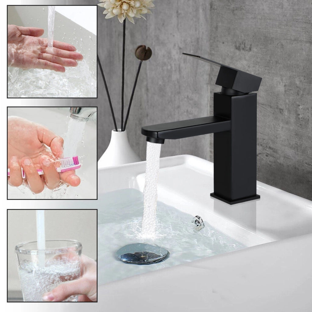 ZMH Miscelatore monocomando in acciaio inox nero miscelatore acqua calda fredda ad alta pressione per bagno