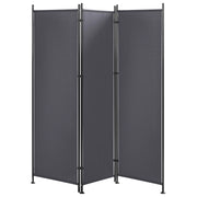 Divisorio per ambienti grigio poliestere Nero struttura in acciaio 3 pannelli divisorio decorativo dello schermo