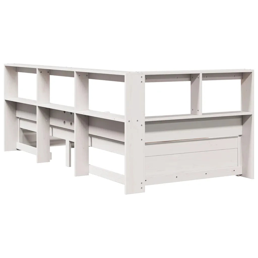Letto con Libreria senza Materasso-Struttura Letto con contenitore 75x190 cm in Legno Pino 865595