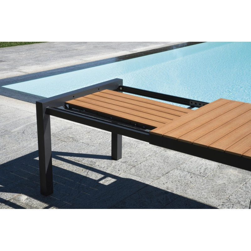 Tavolo Maiorca 160/210 Alluminio Antracite E Resinwood Moia
