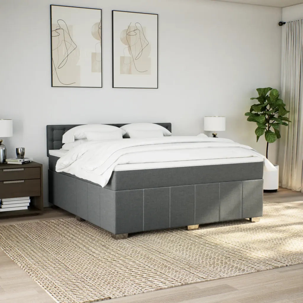 Giroletto a Molle con Materasso Grigio Scuro 180x200 cm Tessuto