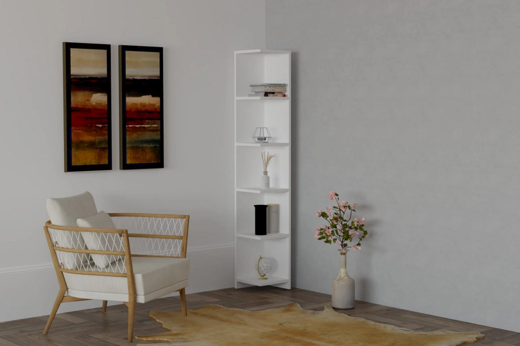 Libreria in legno "Ravella" - 25 x 25 x 160 cm - Bianco