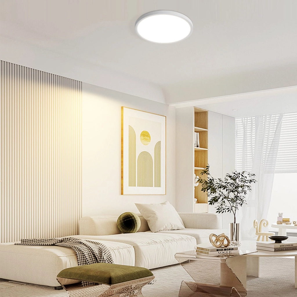 ZMH Lampada da soffitto plafoniera LED minimalista 15W bianca 18cm per bagno cucina