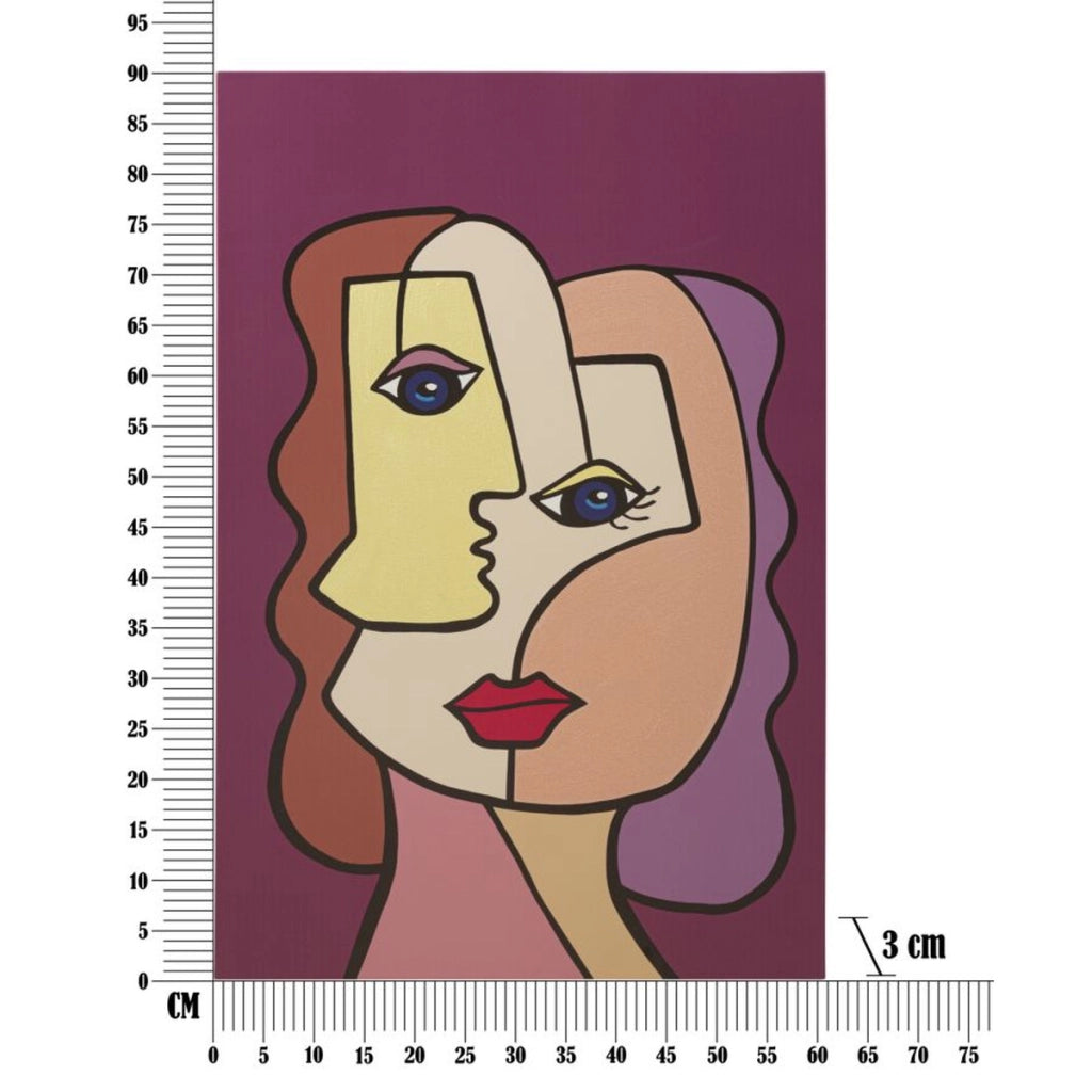 Stampa su Tela Viso 14, Multicolore, Legno, 60x3x90 cm