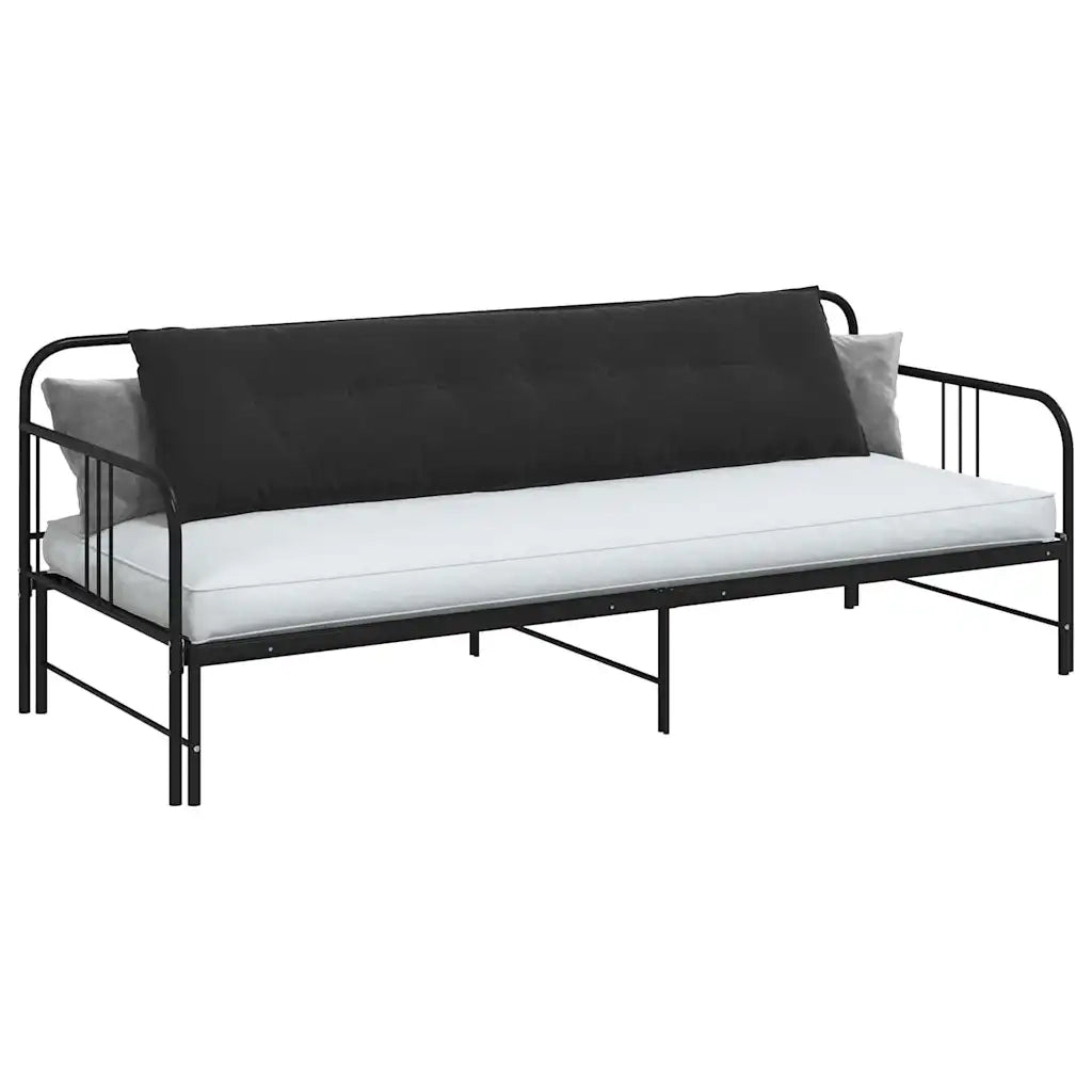 Cuscino per Schiena Nero 200 x 50 cm Tessuto in Cords 42014982