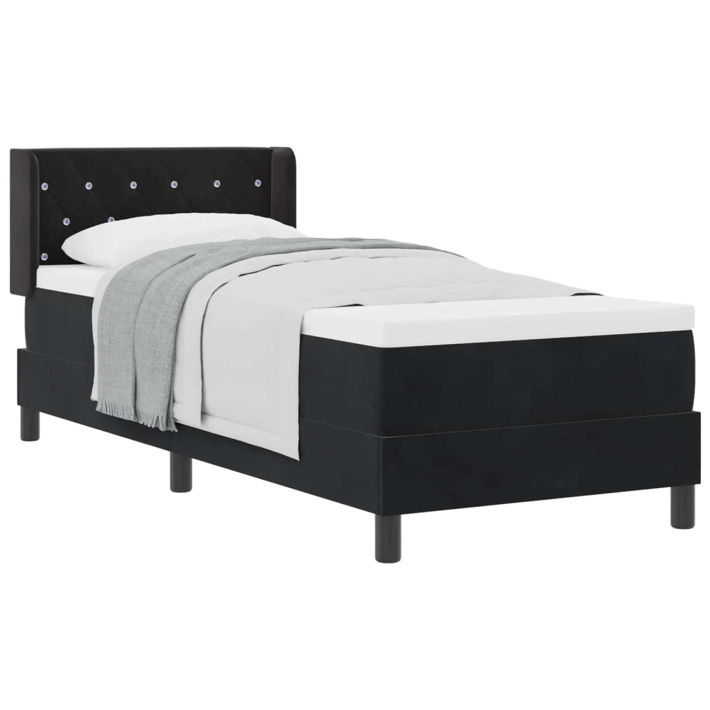 Letto a molle con materasso Nero 200 x 80 cm Poliestere