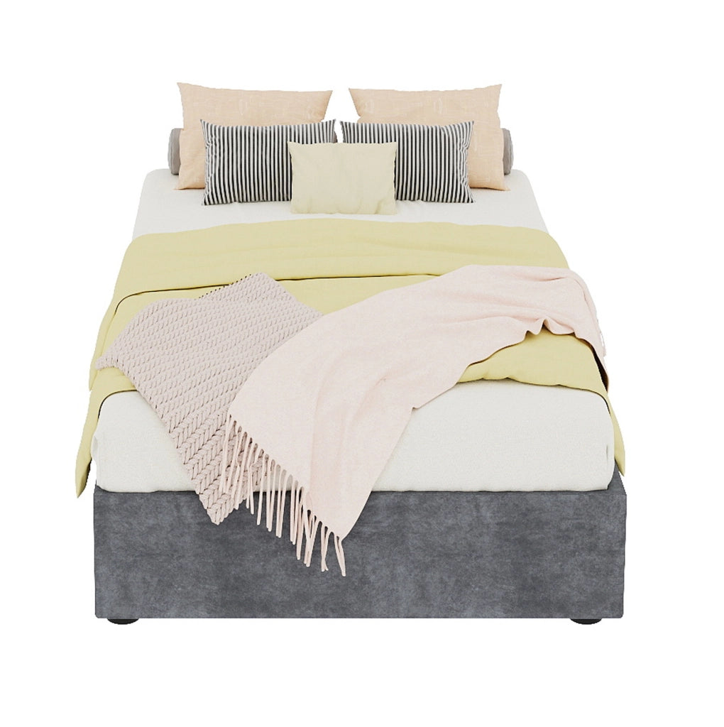Struttura letto singolo 90x200 cm in tessuto e metallo; grigio; design moderno