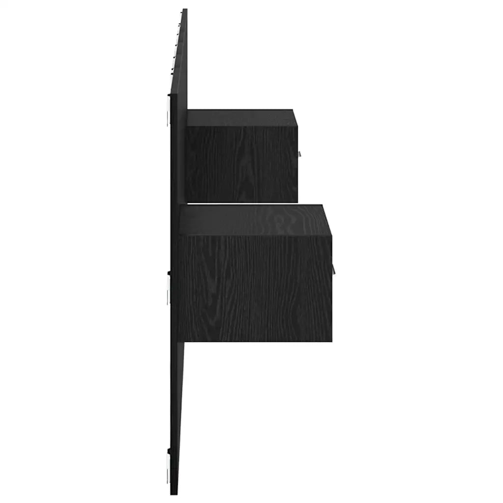 Testata con Comodino 3 pcs Rovere Nero Legno multistrato