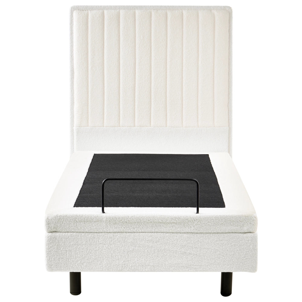 Letto singolo Tessuto bianco sporco regolabile Elettricamente con Telecomando 90 x 200 cm camera da letto cameretta