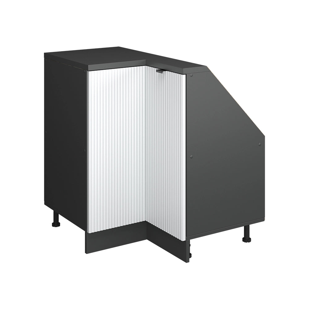 Mobile cucina angolare per sottotetto R-Line Ondulazione bianca/Antracite 75.6 cm con 1 porta Vicco