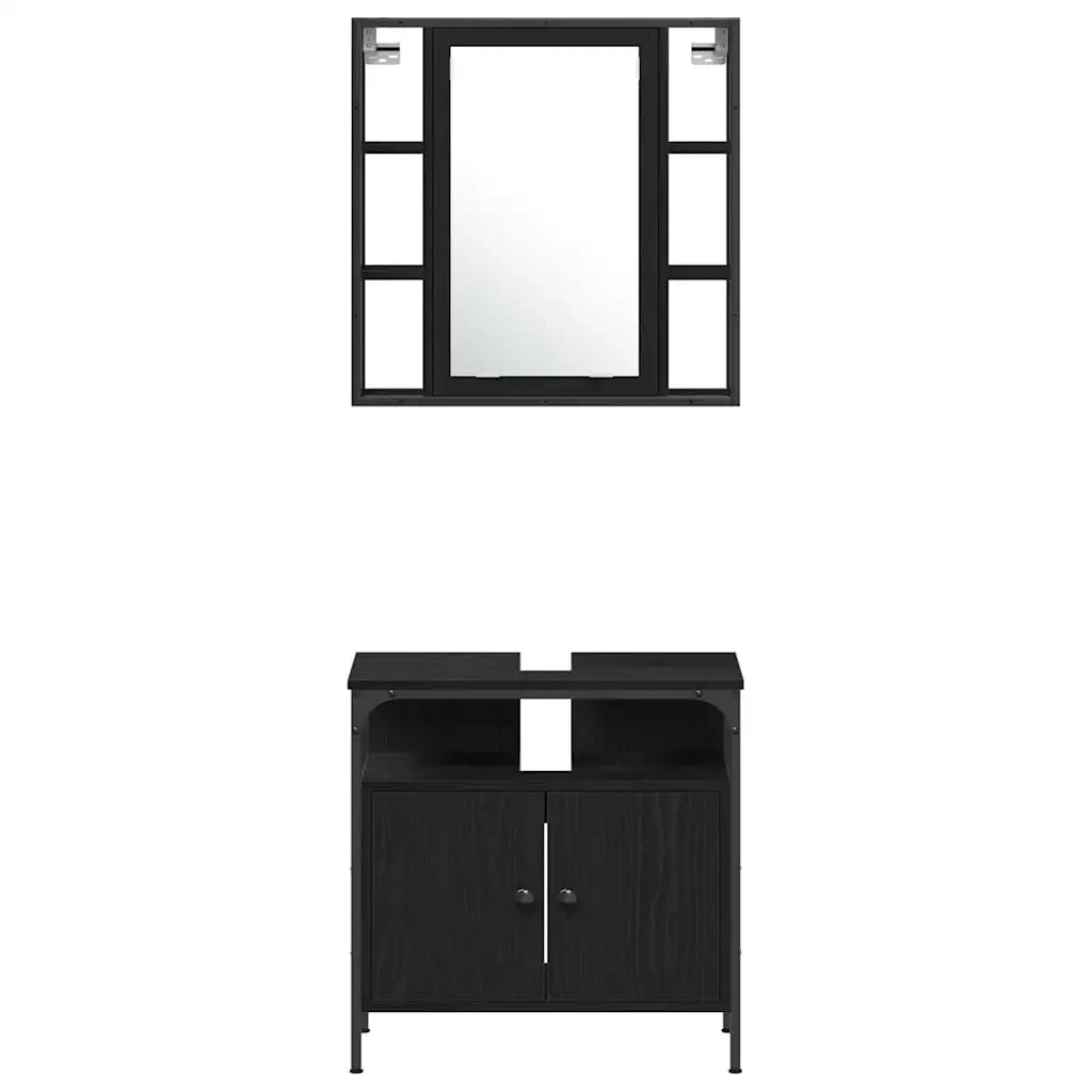 Set di mobili per il bagno 4 pcs Rovere Nero Legno multistrato 3334431