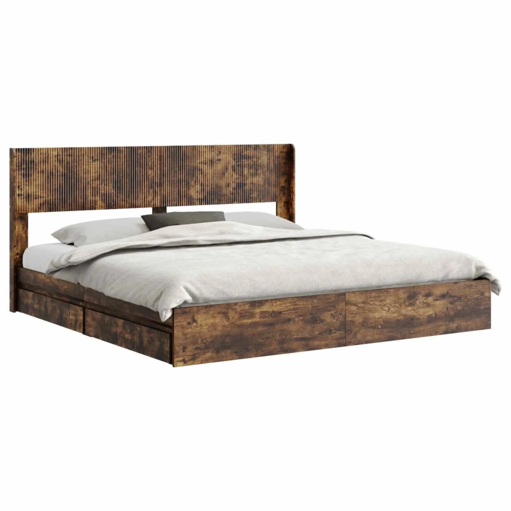 Struttura del letto con stoccaggio e testata Rovere Fumo 3414363